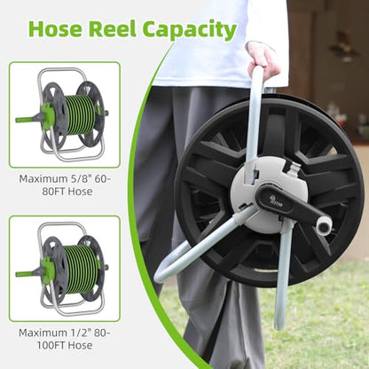 Water Hose Reel,Holds 60-80 Ft of 5/8" Hose - color: Black