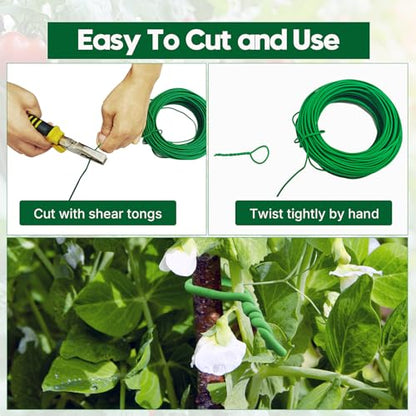 100FT Soft Tie for Plants, Green Twist Garden Ties for Gardening