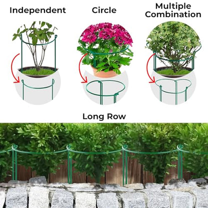 Tall Plant Support Stakes for Indoor and Outdoor - Peony Cages and Supports - Plant Cage Ring for Potted Flower - Peony, Tomato, Hydrangea, Rose Bush 10" W x 16" H (6 Pack) - size: 6 Pack - 10'' Wide x 16'' High