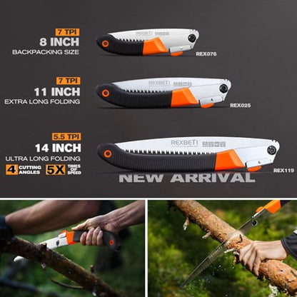 REXBETI 11-Inch Folding Saw, Heavy Duty Hand Saw, Wood & Camping, SK5 Steel - size: 11 Inch