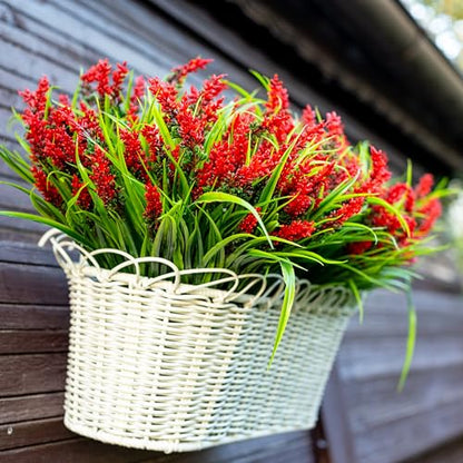 AXYLEX Artificial Lavender Outdoor, 20 Bundles Fake Plants (Red) - color: Red