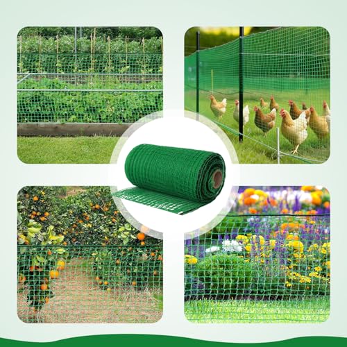 Plastic Mesh Fencing 4FT x 50FT, Garden Bird Netting & Deer Fence, Temporary Animal Barrier for Deer Pets Rabbits Chickens Wildlife, Green Protective Netting for Plants Fruit Vegetables - size: 4x50 FT