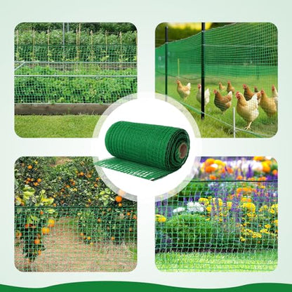 Plastic Mesh Fencing 4FT x 50FT, Garden Bird Netting & Deer Fence, Temporary Animal Barrier for Deer Pets Rabbits Chickens Wildlife, Green Protective Netting for Plants Fruit Vegetables - size: 4x50 FT