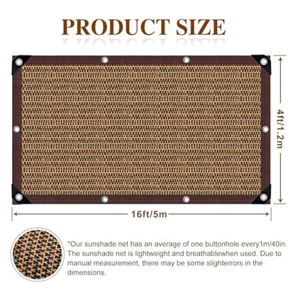 80% Shade Cloth -4x16FT Sunblock Net with Grommet,Lightweight and Durable UV Protection,Shade Cloth for Garden Patio Pergola Balcony Plants Greenhouse Dog Kennel Chicken Coop Outdoor - size: 4X16FT