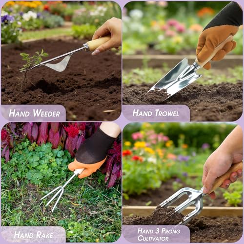 Garden Tool Set, 10 PCS Gardening Tools/Kit for Women,Gardener Gift - color: Pink