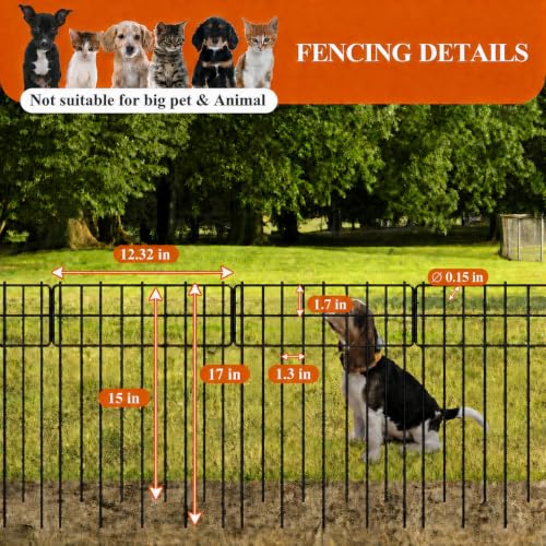 Garden Fence 26.7 FT x 17" H, Decorative Metal Border for Flower Beds - size: 26 Square Panels-26.7ft(L)x12.32"(W)