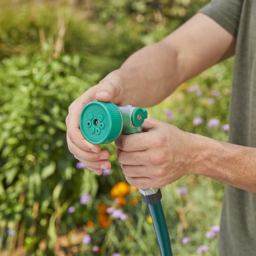 Gilmour Medium Duty Garden Hose Nozzle with 7 Adjustable Spray Patterns, Water Hose Nozzle for Watering Garden or Lawn, Green