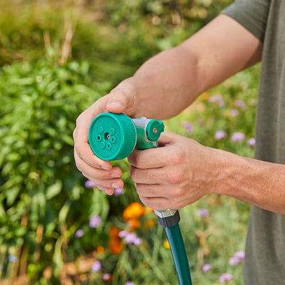 Gilmour Medium Duty Garden Hose Nozzle with 7 Adjustable Spray Patterns, Water Hose Nozzle for Watering Garden or Lawn, Green