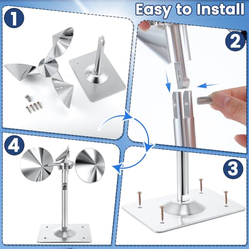 2 Pack Reflective Spinning Bird Deterrent, Heavy Aluminum Wind Repeller