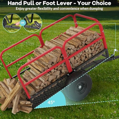 GAOMON Heavy Duty Utility Cart Cargo Trailer, 1700 Lbs 15 Cubic Feet, Yard Utility Trailer with Removable Sides and Handle, Garden Dump Cart for Hauling Behind Lawn & Garden Tractors