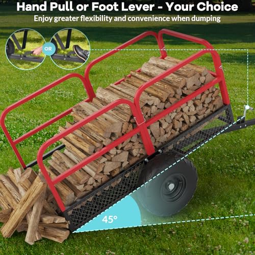 Garvee Heavy Duty Dump Trailer Cart for Lawn Tractor & ATV, 1700 Lbs Capacity 17 Cubic Feet with Removable Sides, Pull Behind Utility Garden Trailer for Yard Work - size: Style B
