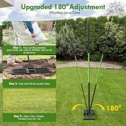 Seeutek Lawn Leveling Rake, 35" x 10" Heavy Duty Ground Leveler - size: 35"*10"
