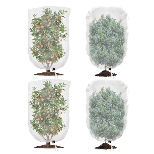 Fruit Protection Bags with Drawstring, 4 Packs Blueberry Bush Netting, Ultra-Fine Mesh Garden Insect Tree Cover, Plant Cover for Pest, Insect Bird Barrier Netting-3.3 x 4.9Ft - size: 3.3 x 4.9Ft
