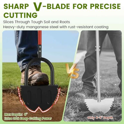 Manual Lawn Edger Tool, Half Moon Garden Edger for Turf & Bed Shaping