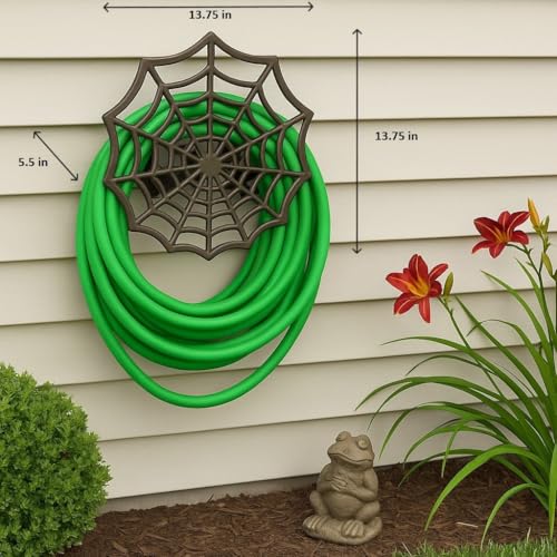 Zeckos Garden Hose Holder Spider Web 14 Inch Cast Iron Bronze - color: Spider Web - Bronze
