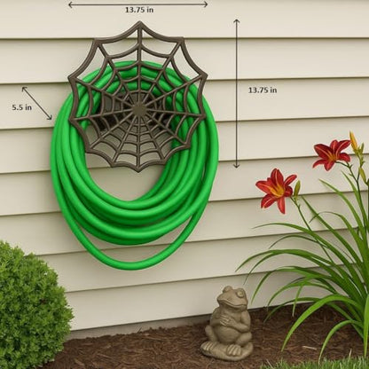 Zeckos Garden Hose Holder Spider Web 14 Inch Cast Iron Bronze - color: Spider Web - Bronze