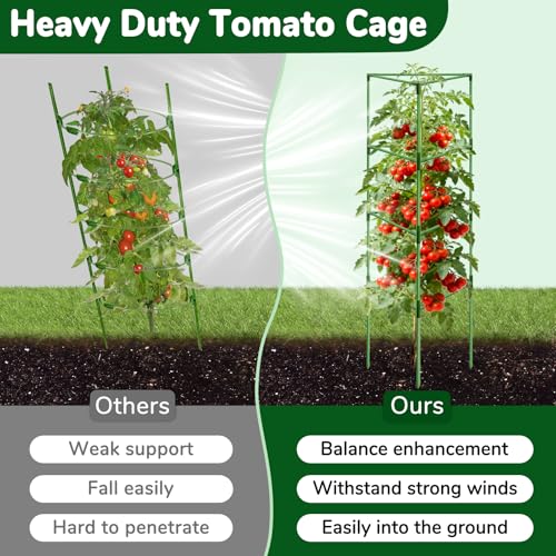 ZeeDix 6 Pack 57 Inch Heavy Duty Tomato Cages for Garden - size: 57"-6 Pack