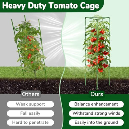 ZeeDix 6 Pack 65 Inch Heavy Duty Tall Tomato Cages for Garden - size: 65"-6 Pack
