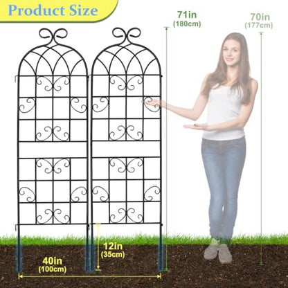 YOBAZAN Metal Garden Trellis 71"x40", Plant Support Trellis - style: 2 Pack