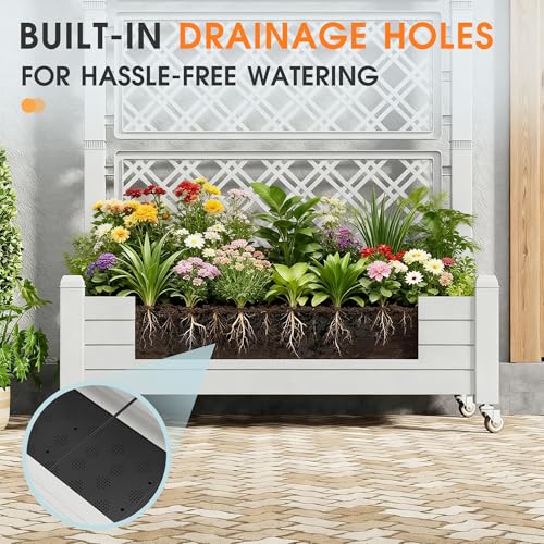 Elevated Raised Garden Bed with Trellis&Wheels,Ashen-61.2" h - color: Ashen, size: 61.2"h