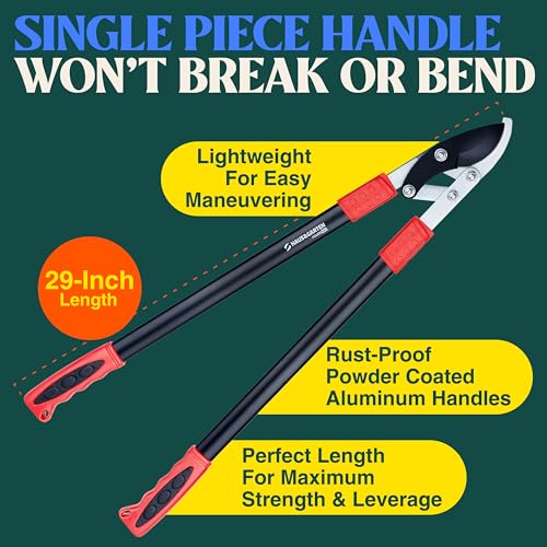 Haus & Garten PowerPRO Compound Action 29" Bypass Loppers - Use as loppers for tree trimming, branch cutters, heavy-duty garden pruning tree clippers, lopping shears