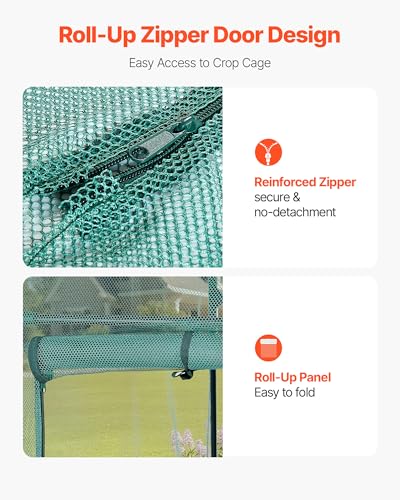 VEVOR Crop Cage, 5.9 x 2.98 x 4.9 ft Plant Protection Tent with Zippered Door, Wind-Resistant Tall Crop Cage, Easy to Install, Outdoor Raised Bed Cover with Frame, Plant Netting for Garden Patio Lawn - style: 5.9 x 2.98 x 4.9Ft-Arch
