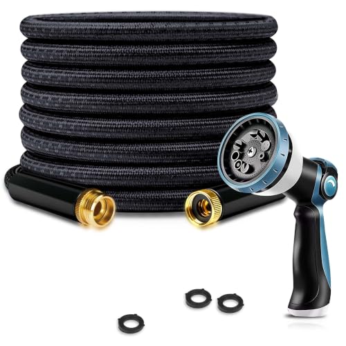 Garden Hose 25FT Lightweight Kink-Free Thick Grip Outdoor (Black) - color: Black