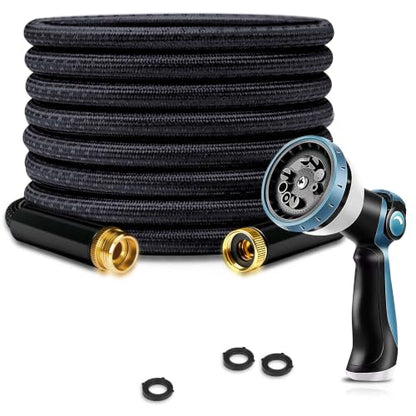 Garden Hose 25FT Lightweight Kink-Free Thick Grip Outdoor (Black) - color: Black