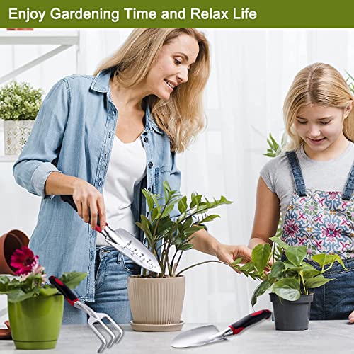 FANHAO Garden Tool Set, 3 Piece Heavy Duty Garden Trowels Cast-Aluminum Garden Hand Shovels with Non-Slip Rubber Grip, Idea for Transplanting, Weeding, Digging and Planting - color: Wine Red