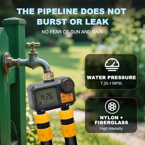 ANDOLL HOME Water Timer for Garden Hose - 2 Zone Timed Sprinkler with Rain Delay/Manual Watering/Automatic Irrigation Programmable Faucet Timer for Yard Lawn (1, Grey) (1, Black-Yellow) - color: Black-yellow