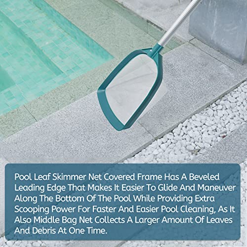 POOLWHALE Upgrades Swimming Pool Leaf Net Skimmer Rake with Adjustable Aluminum Pole and Nylon Medium Fine Mesh for Cleaning Swimming Pools, Hot Tubs, Spas and Fountains (Pack of 2) - size: Pool Skimmer with Pole (Pack of 2)