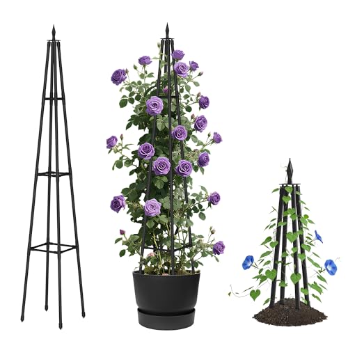 Alisisfores 5.2 FT Obelisk Trellis for Climbing Plants, Black - size: 5.2 Ft