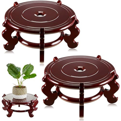 Geetery 2 Pcs 4–12 in Oriental Wooden Plant Stand Indoor Vase Stand, 12 in - size: 12 in