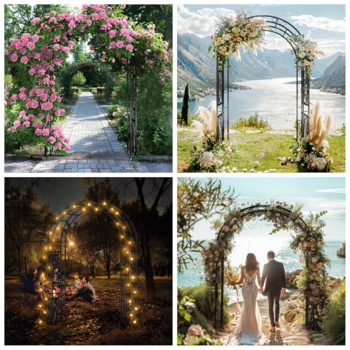 unho Metal Garden Arbor Trellis, Black Arch for Climbing Plants 84 * 52in - size: 52*21*84inch