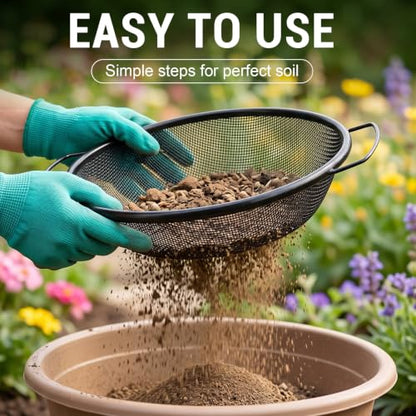 Rtteri 6 Pcs Soil Sifter for Gardening, Fits 5 Gallon Bucket, Black - color: Black