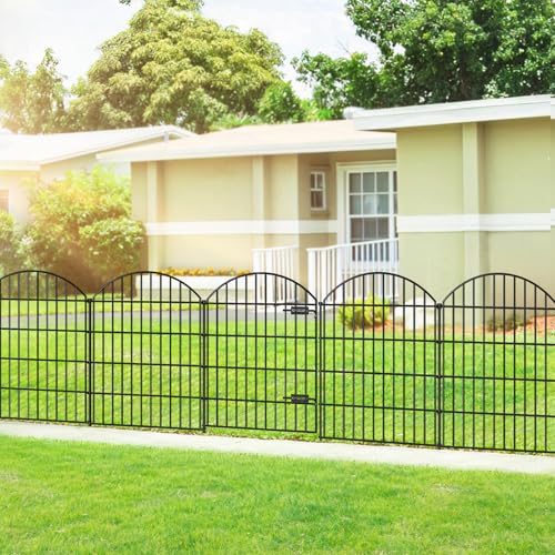 Metal Garden Fence with Gate 36 in x 23.3 ft, Dog Fence Outdoor for Yard - size: 36"Hx23.3ft (Gate+9Panels)