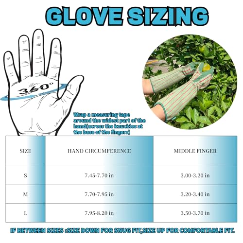 Thornproof Rose&Cactus Gardening Gloves,Gauntlet Garden Glove,Gifts - color: Green Stripe, size: Large