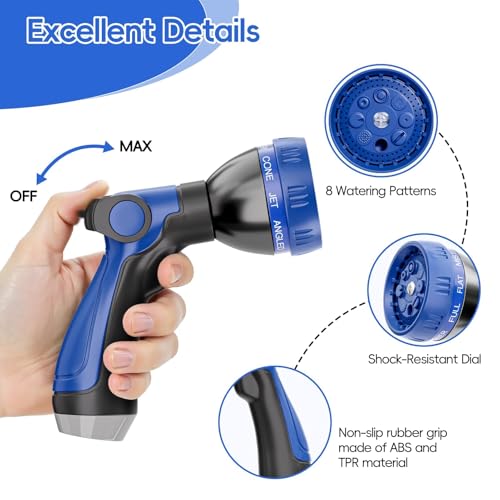 SPECILITE 8 Patterns Garden Hose Nozzle Sprayer with Thumb Control On/Off