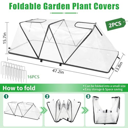 2 Pack Foldable Plant Covers Freeze Protection, Two Dual Layer Skylights - size: Foldable-2Pack