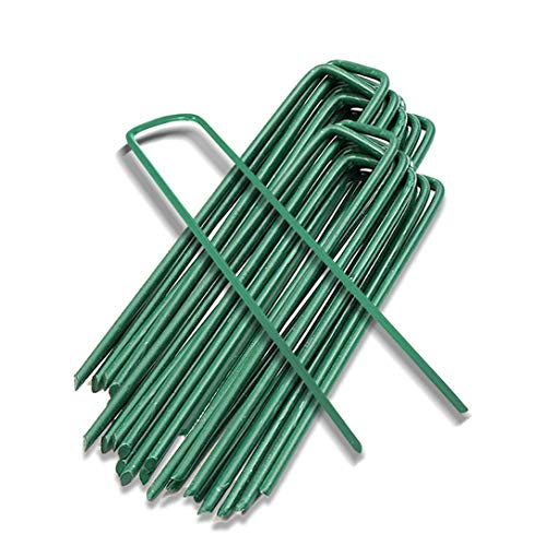 Yeasing Garden Pegs Pins Ground Stakes Staples Spikes U Shaped Landscape Securing Nail Pin Lawn Fabric Netting Matting 6Inch 20PCS - size: 6 inch