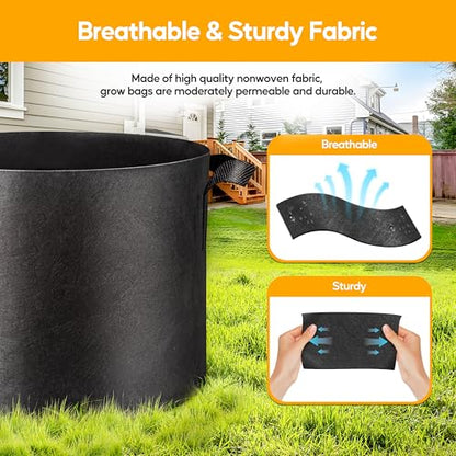 Simple Deluxe Grow Bags 3 Gallon 10 Pack Planter Pots with Handles, Thickened Nonwoven Fabric Aeration Cloth Bag, Heavy Duty Gardening for Tomoato, Potato, Vegetable, Herbs and Flowers, Black - color: 10 Pack, size: 3 Gallon