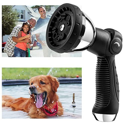 Garden Hose Nozzle Spray Nozzle,10 Hose Metal Duty Watering Patterns Thumb Control On Off Valve, High Pressure Nozzle Sprayer for Watering Plants, Car Wash,Cleaning,Showering Pets - color: Black