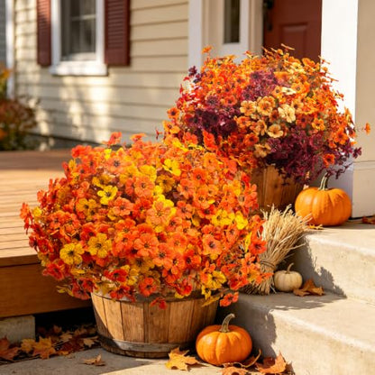 Grunyia 20 Bundles Artificial Outdoors Flowers (Yellow Orange) - color: Yellow Orange