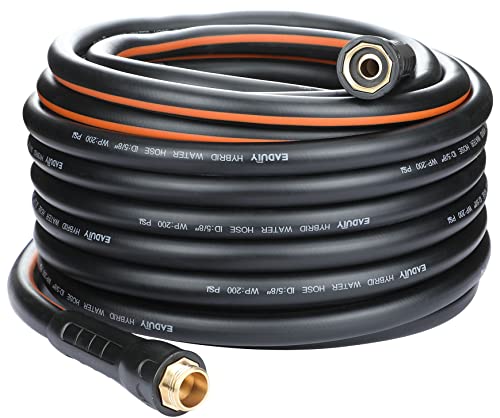 Hybrid Garden Hose 5/8 IN. x 75 FT, Heavy Duty, Lightweight, Flexible with Rotatable Handle and Solid Brass Fittings, Gray+Orange - size: 75 FT