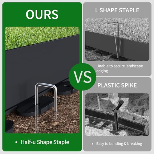66FT Landscape Edging 4 in Tall with 70 Spikes, Garden Edging Border and 1 Hammer, Plastic Landscape Edging Border Lawn Edging for Landscaping, Flower Beds, Yard - size: 4 In x 66 FT