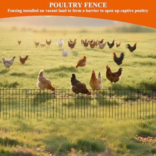 Garden Fence 6.2 FT x 17" H, Decorative Metal Border for Flower Beds - size: 6 Square Panels-6.2 ft (L) x 12.32 in (W)