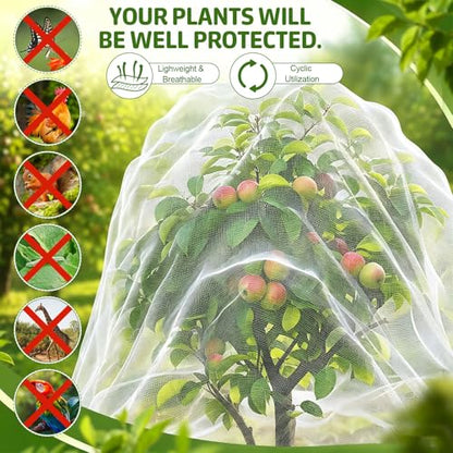 6 Pack Fruit Tree Netting Bags with Zipper and Drawstring, 4 x 6 ft