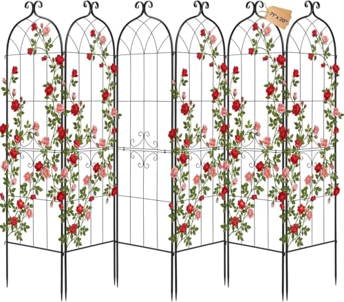 VEVOR Garden Trellis, 87 x 20 inch Rose Trellis, 6 Packs Garden Flower Rose Trellises with Powder-Coated Finish & Convenient Locking Design, Plant Support Trellises for Flowers, Vegetables, Roses - color: 6 Packs-Style2, size: 87''H x 20''W