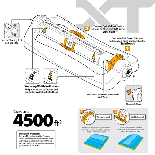 Melnor 65165AMZ XT Turbo Oscillating Sprinkler,4,500 sq. ft.,Quick Connect Bundle,2-Way Adjustable,Black,Yellow,(Pack of 12) - size: 2-Way Adjustable, style: Pack of 12
