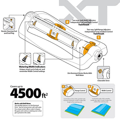 Melnor 65165AMZ XT Turbo Oscillating Sprinkler,4,500 sq. ft.,Quick Connect Bundle,2-Way Adjustable,Black,Yellow,(Pack of 12) - size: 2-Way Adjustable, style: Pack of 12